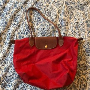 Red Longchamp Smaller Tote Bag